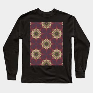 Green Stars Surrounded by Maroon Circles Pattern - WelshDesignsTP003 Long Sleeve T-Shirt